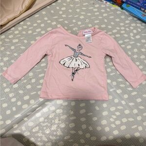 Little Lass Pink Ballerina Long Sleeve Tee